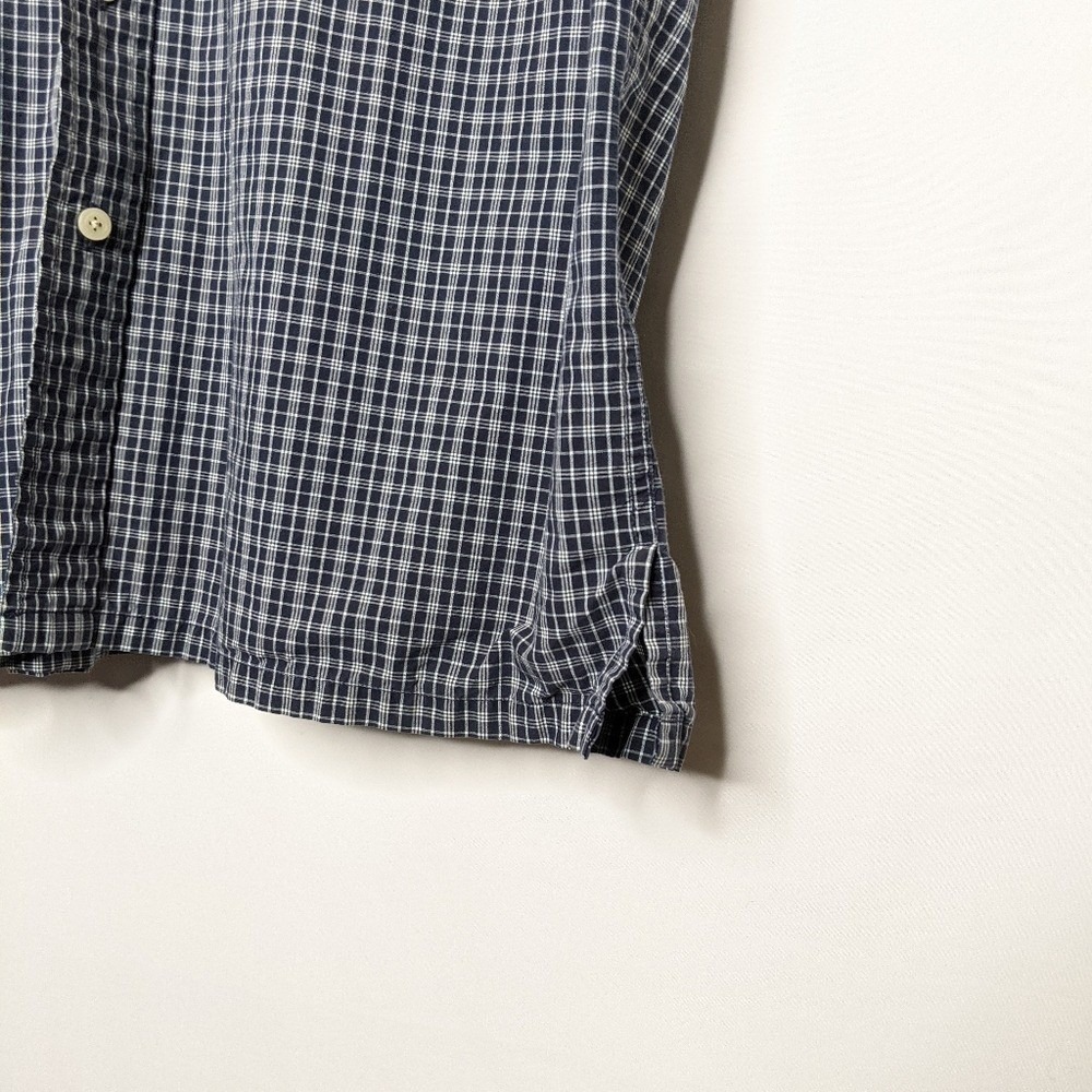 Nautica Mens Blue White Plaid Check Short Sleeve Button Down Shirt Large L - Picture 6 of 11